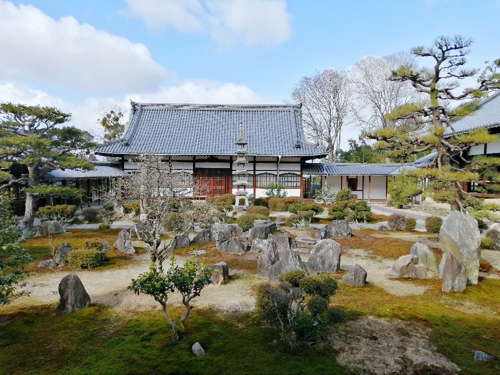 興聖寺の石組のある庭園
