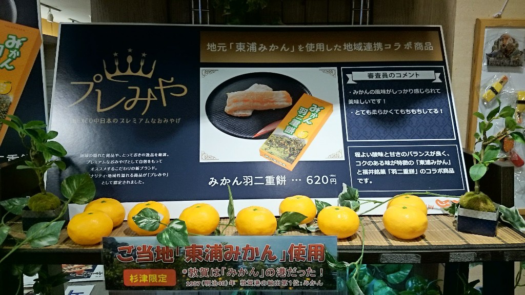 杉津パーキングエリア上りのお土産、みかん羽二重餅