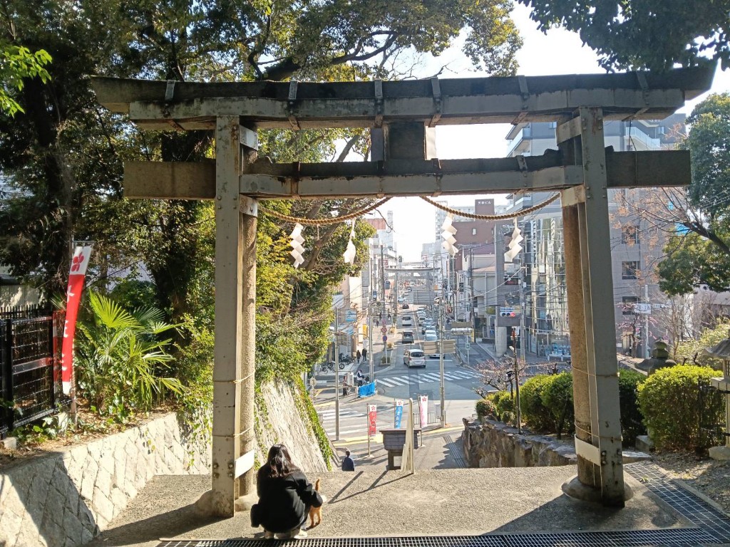 上宮天満宮の鳥居から望む高槻の町並み