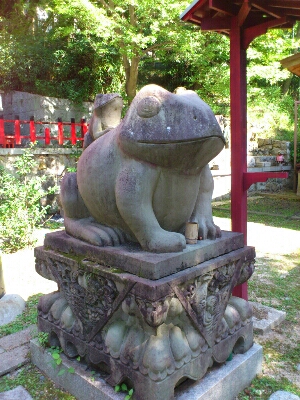 珍しい伏見稲荷大社の狛蛙(こまがえる)