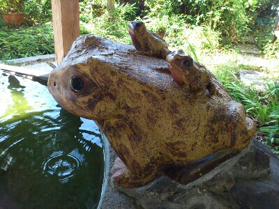 蛙の手水舎。違和感がない